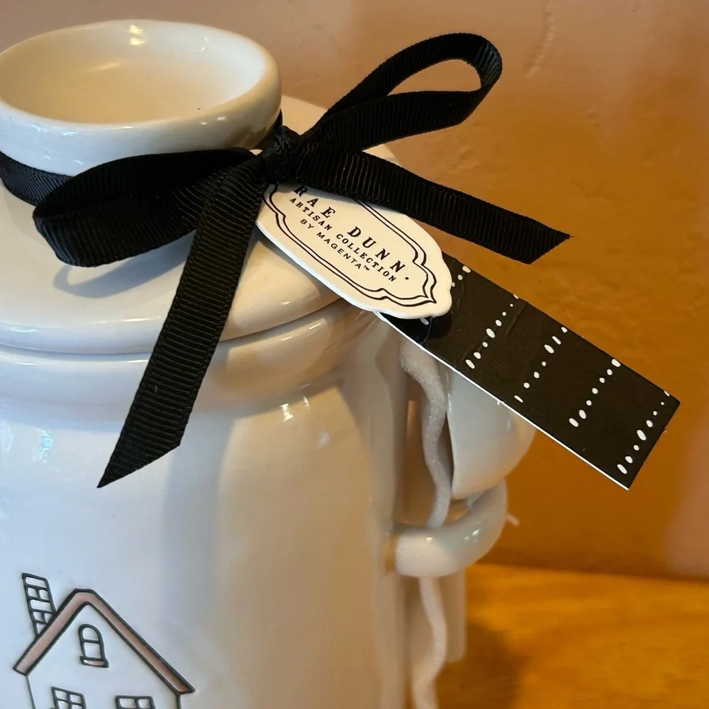 NWTS Rae Dunn “TWO” Gingerbread House Ceramic Kitchen Canister With Spoon.